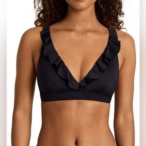 Lauren Ralph Lauren Women's black Beach Club Solids Ruffle Underwire Bikini Top